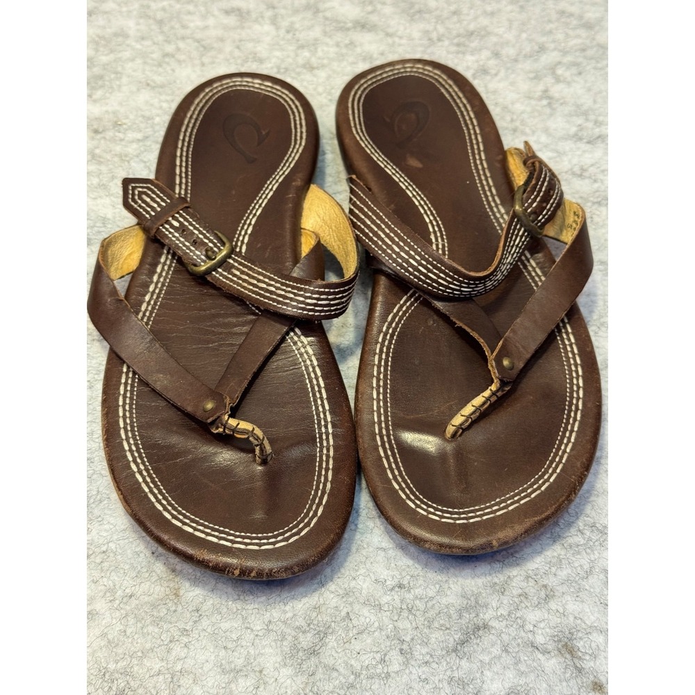 Oui Kai Brown Leather Strappy Sandals Womens Size‎ 7 Mana Lua Beach Surf Casual